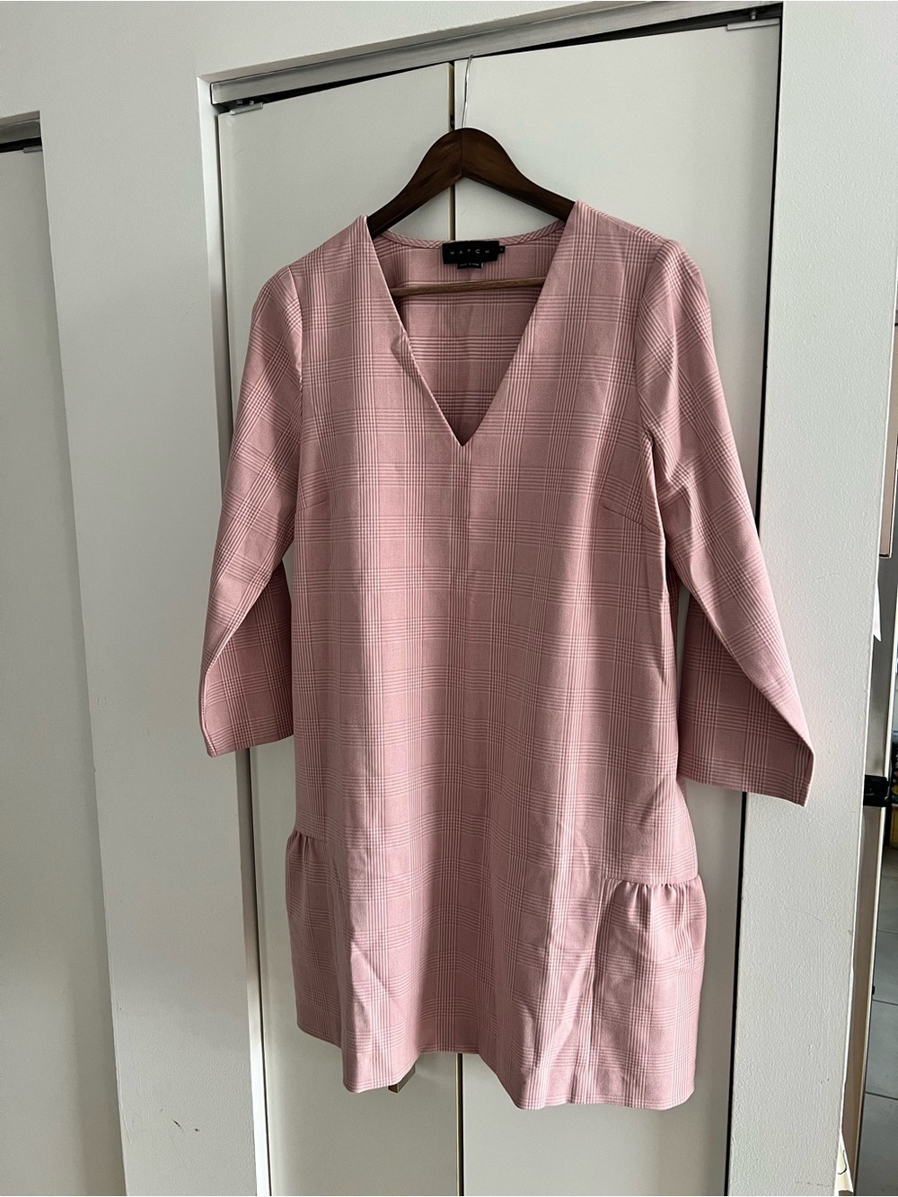 Hatch Maternity Blush Plaid V-Neck Drop-Waist Tunic